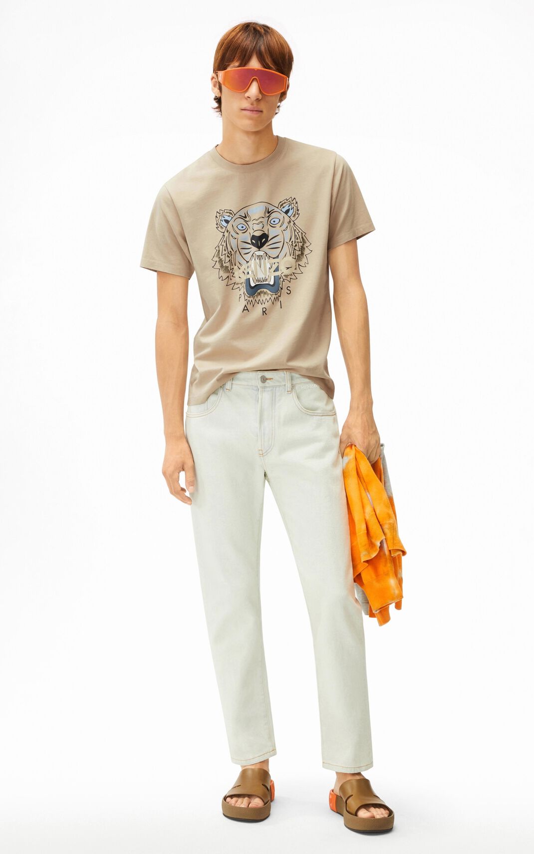 Camiseta Kenzo Tiger Masculino - Marrom | 971CMOYTD